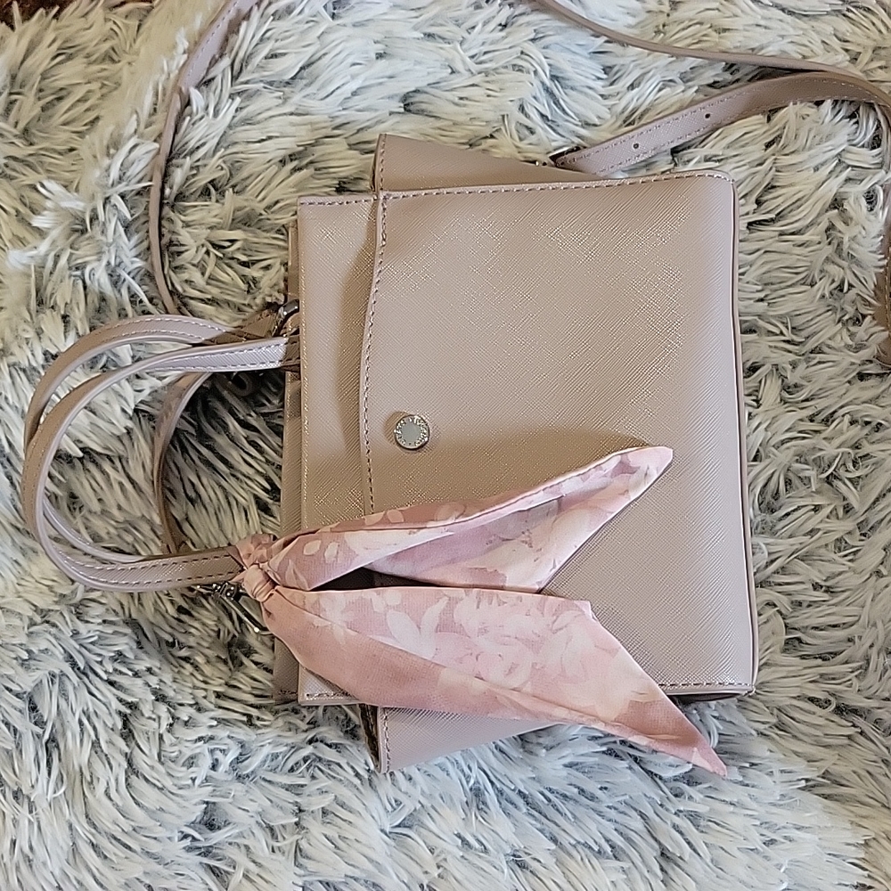 Mauve Steve Madden Saffiano Faux Leather Crossbody Purse